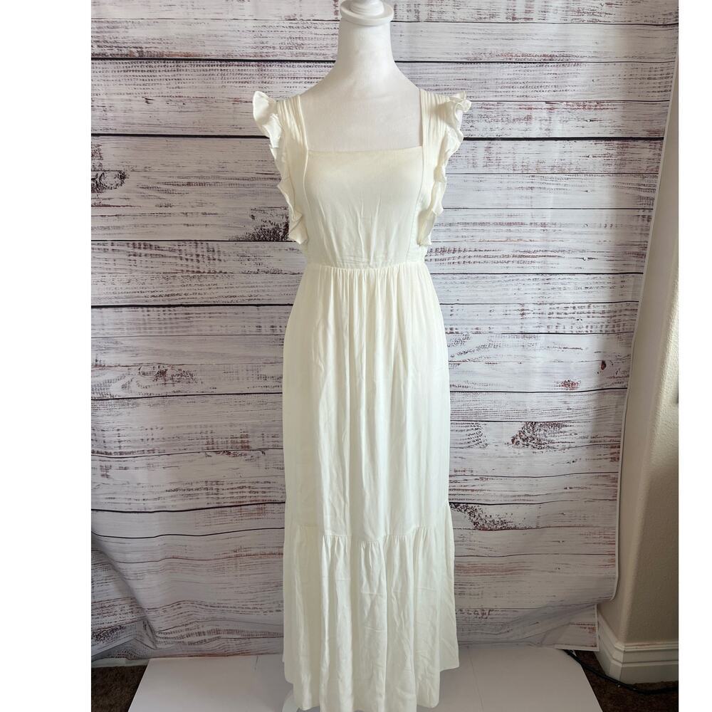 Lulu’s Womens Breezy Sunset Tie Back Ruffled Maxi Dress Size Medium
